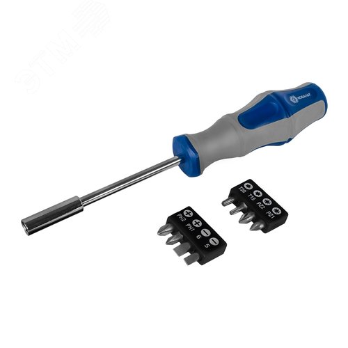 Изображение товара Отвертка рукоятка Ultra Grip, с набором бит, CR-V, 9 шт, блистер (шт)