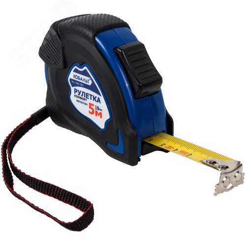 Изображение товара Рулетка Комфорт 5м x 19мм обрезиненный корпус, автостоп, магнитный крючок, матовое покрытие ленты, толщина ленты 0.13 мм (шт)