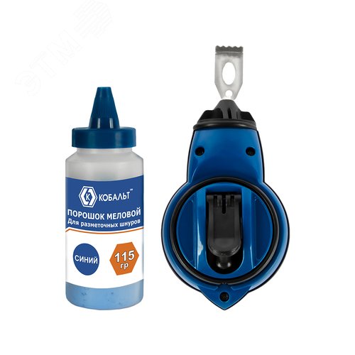 Изображение товара Набор шнур + краска , длина шнура 30 м., в пластиковом корпусе + синий меловой порошок, 115 гр. (шт)