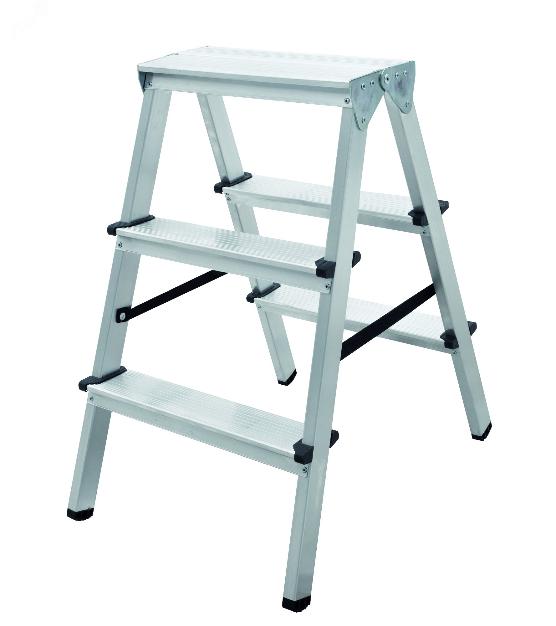 Изображение товара Алюминиевая двухсторонняя стремянка NV 1120 3 ступени рабочая высота 2.65 м