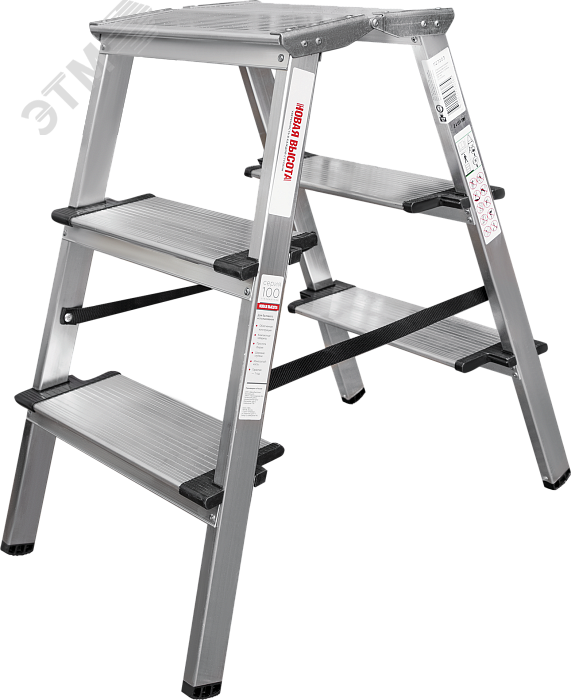 Изображение товара Стремянка алюминевая двухсторонняя NV 1127, 2х3 ступеней 130 мм, площадка 350х260 мм (шт)
