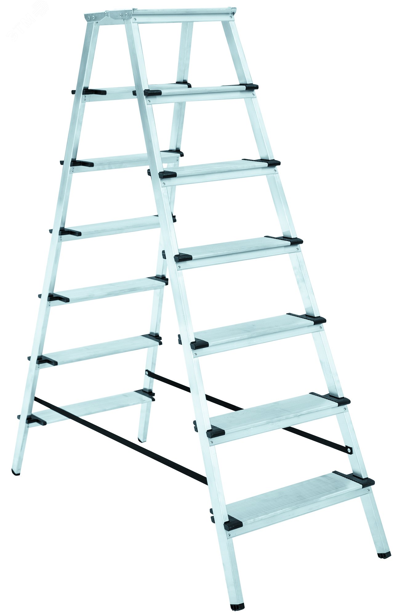 Изображение товара Алюминиевая двухсторонняя стремянка NV 1127 7 ступеней 3.54 м грузоподъемностью 150 кг