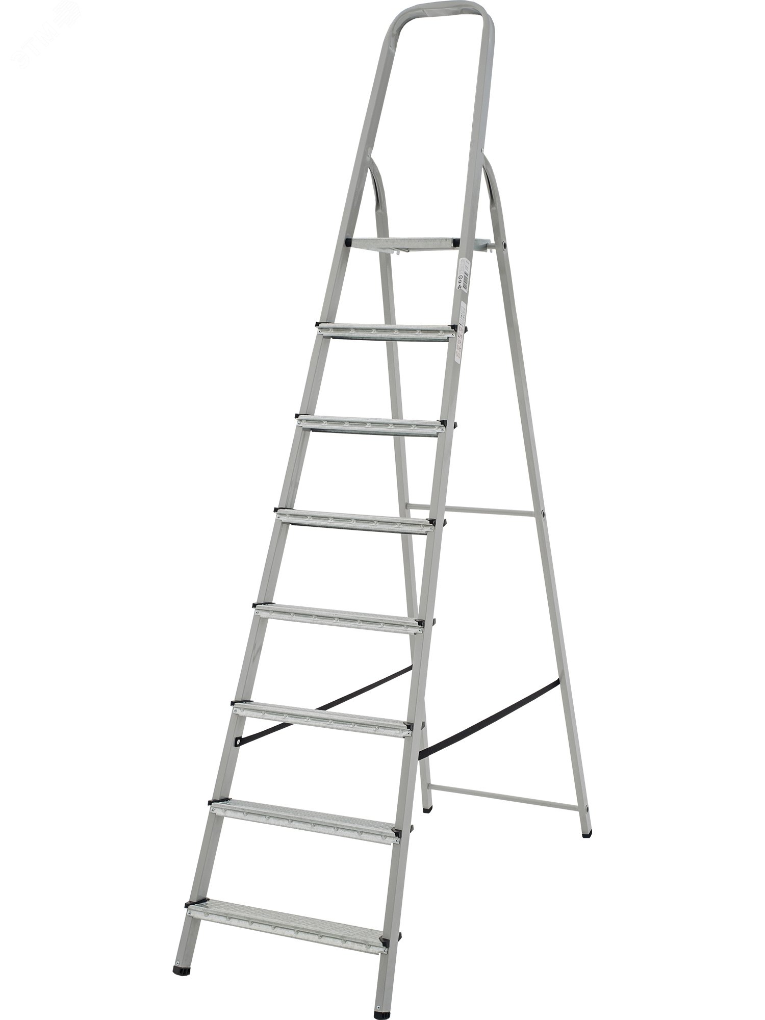 Изображение товара Стальная стремянка NV 1150 8 ступеней широкой площадкой и безопасностью
