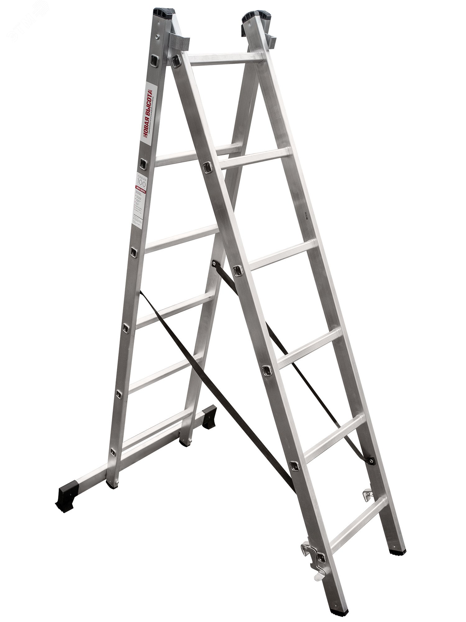 Изображение товара Алюминиевая двухсекционная лестница NV 1220 6 ступеней Максимальная нагрузка 150 кг