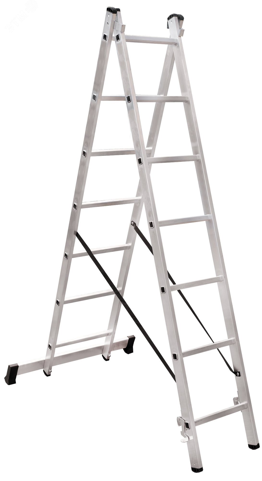 Изображение товара Алюминиевая двухсекционная лестница NV 1220 7 ступеней, Максимальная нагрузка 150 кг