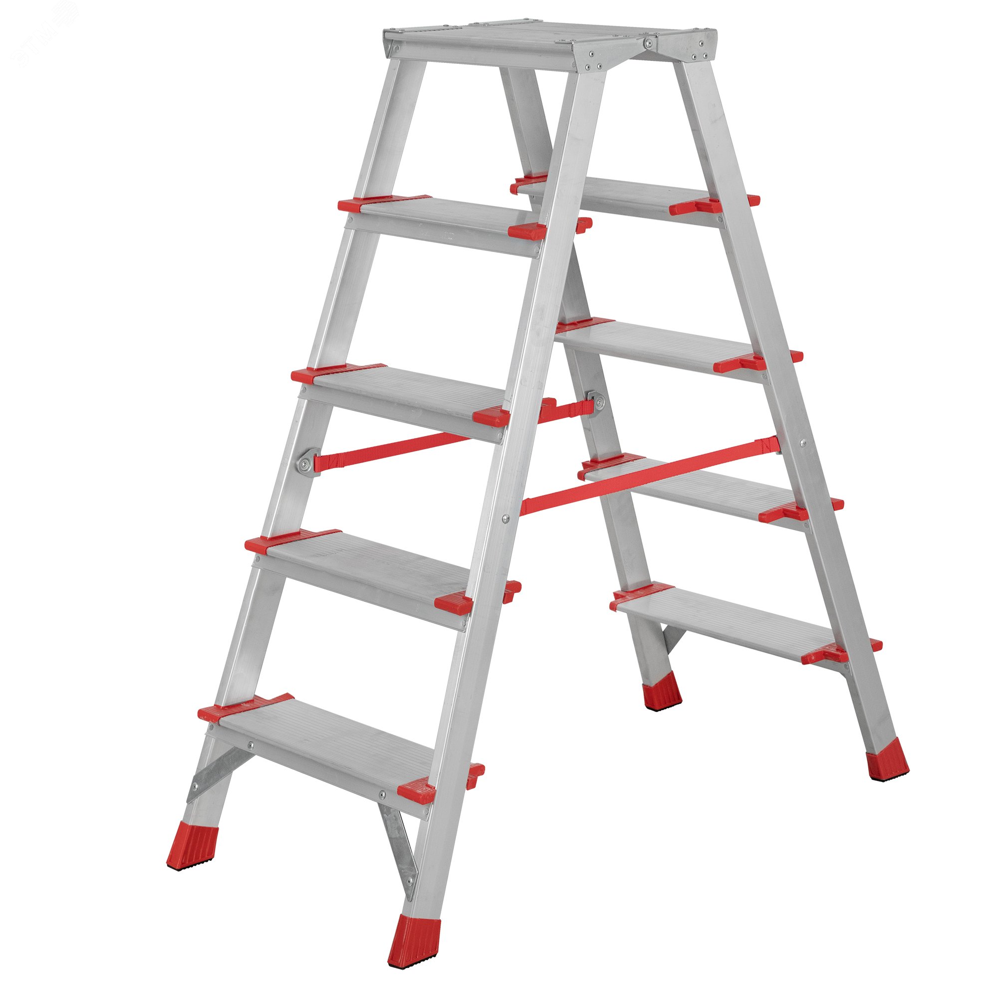 Изображение товара Стремянка алюминиевая двухсторонняя NV 3127, 2х5 ступеней 130 мм, площадка 350х260 мм (шт)