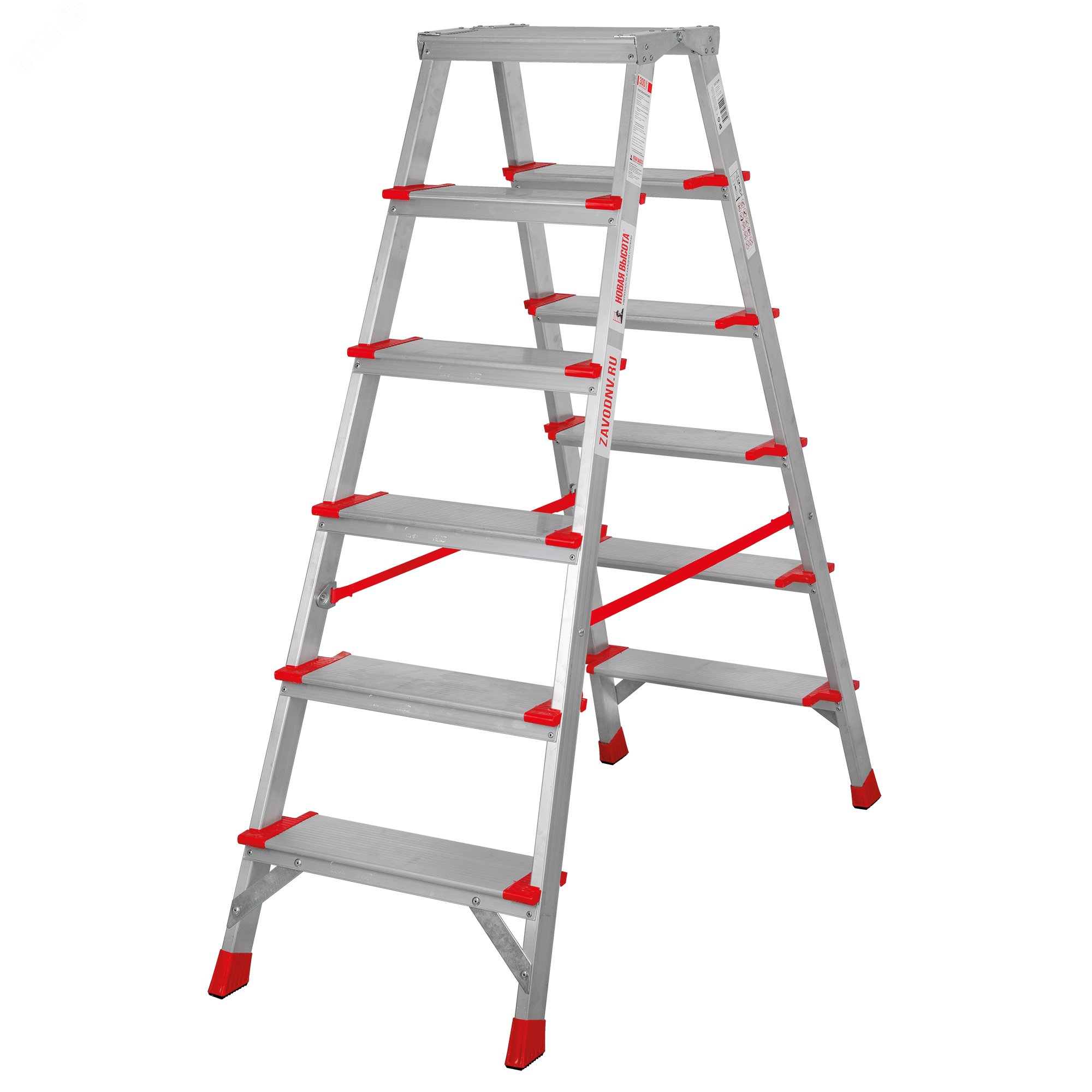 Изображение товара Стремянка алюминиевая двухсторонняя NV 3127, 6 ступеней, 225 кг