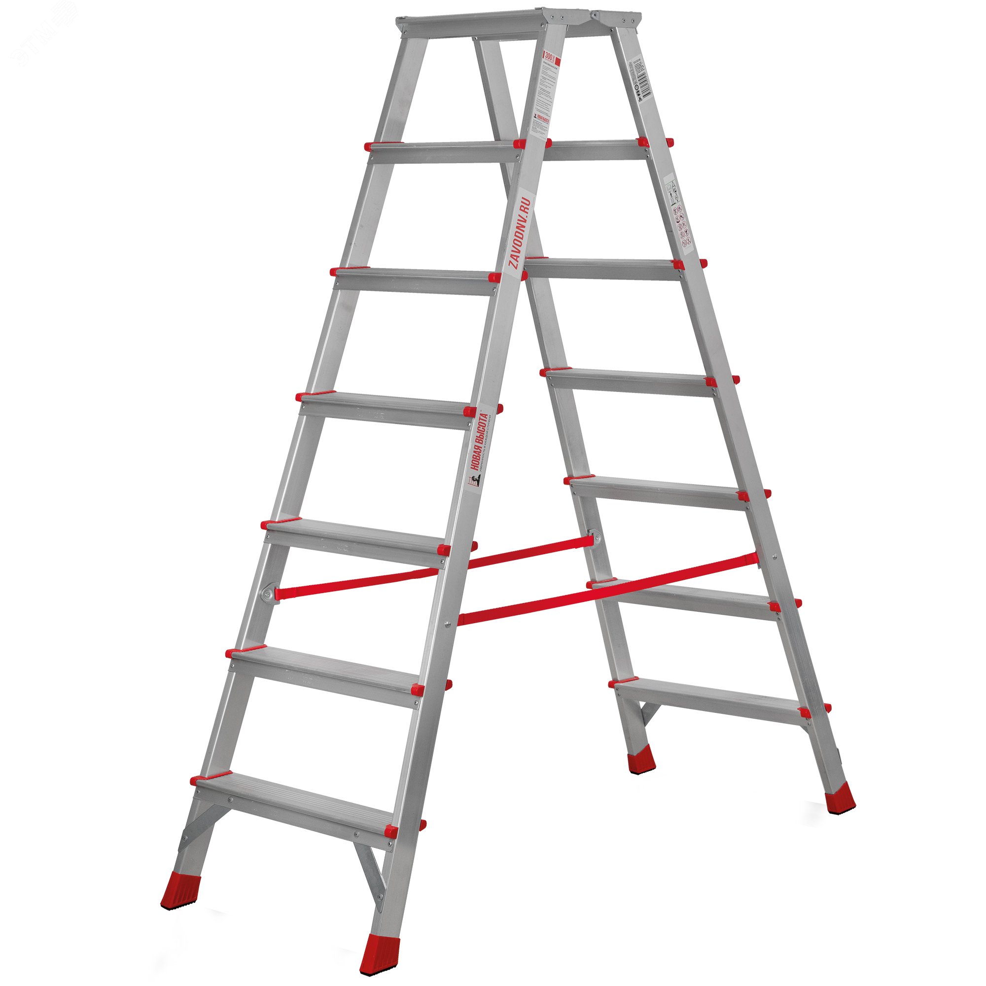 Изображение товара Алюминиевая двухсторонняя стремянка NV 3127 8 ступеней рабочая высота 3.77 м