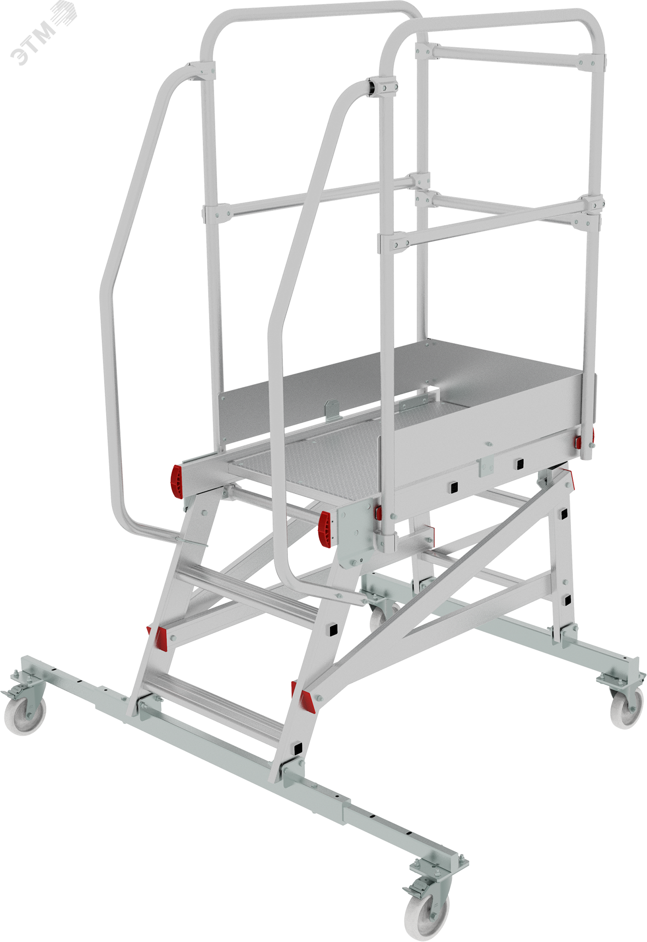 Изображение товара Лестница-подмости передвижная односторонняя с платформой NV 5510, 1х3 ступеней,телескопическая траверса (шт)