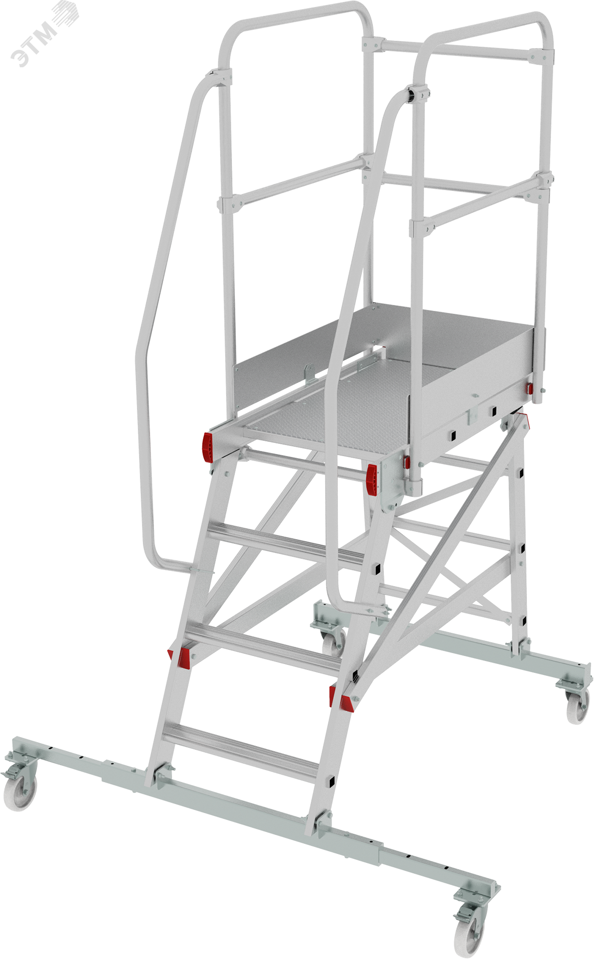 Изображение товара Лестница-подмости передвижная односторонняя с платформой NV 5510, 1х4 ступеней,телескопическая траверса (шт)