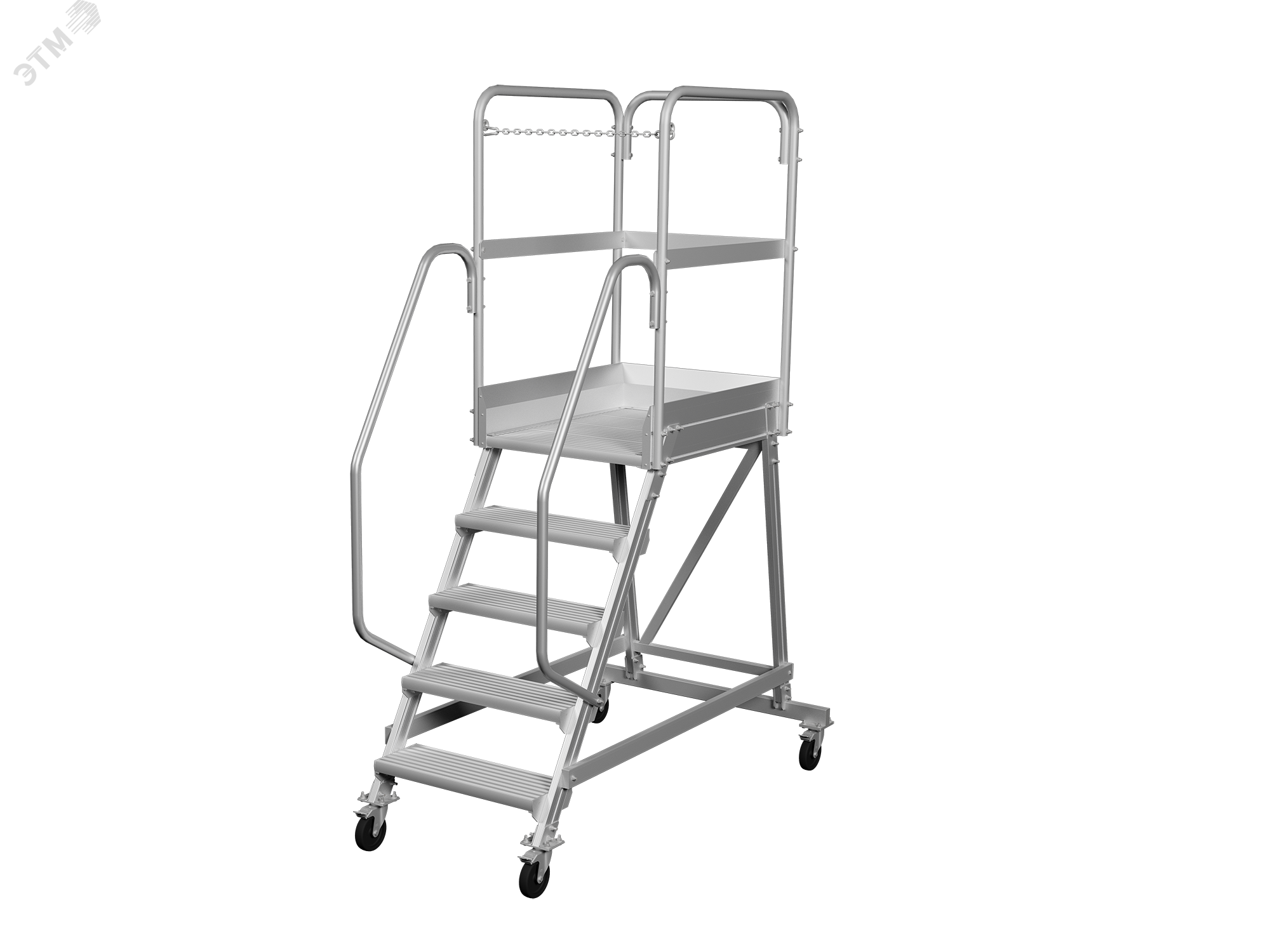 Изображение товара Лестница-подмости передвижная односторонняя с платформой NV 5511, 1х5 ступеней 200 мм, траверса (шт)