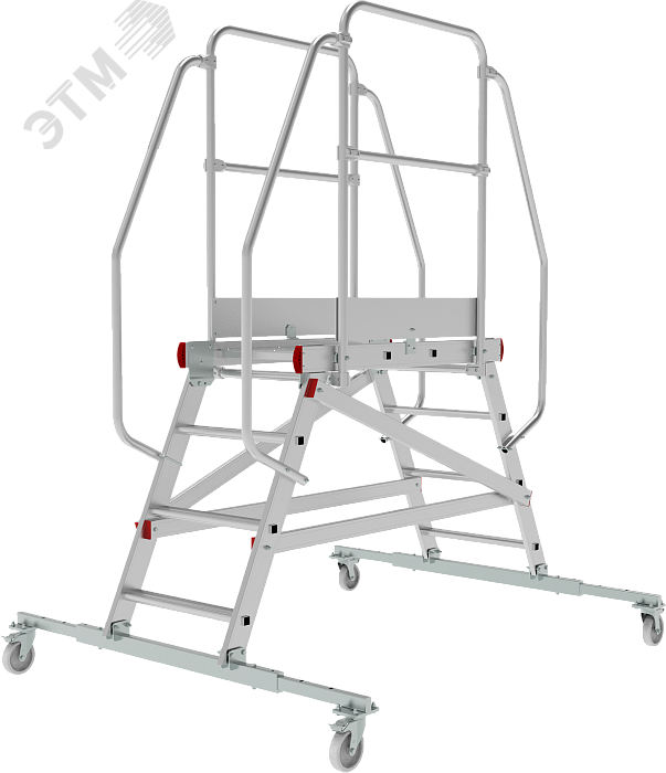 Изображение товара Лестница-подмости передвижная двухсторонняя с платформой NV 5520, 2х4 ступеней,телескопическая траверса (шт)