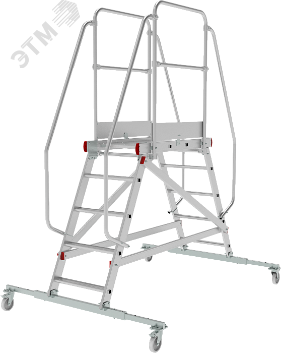Изображение товара Лестница-подмости передвижная двухсторонняя с платформой NV 5520, 2х5 ступеней,телескопическая траверса (шт)