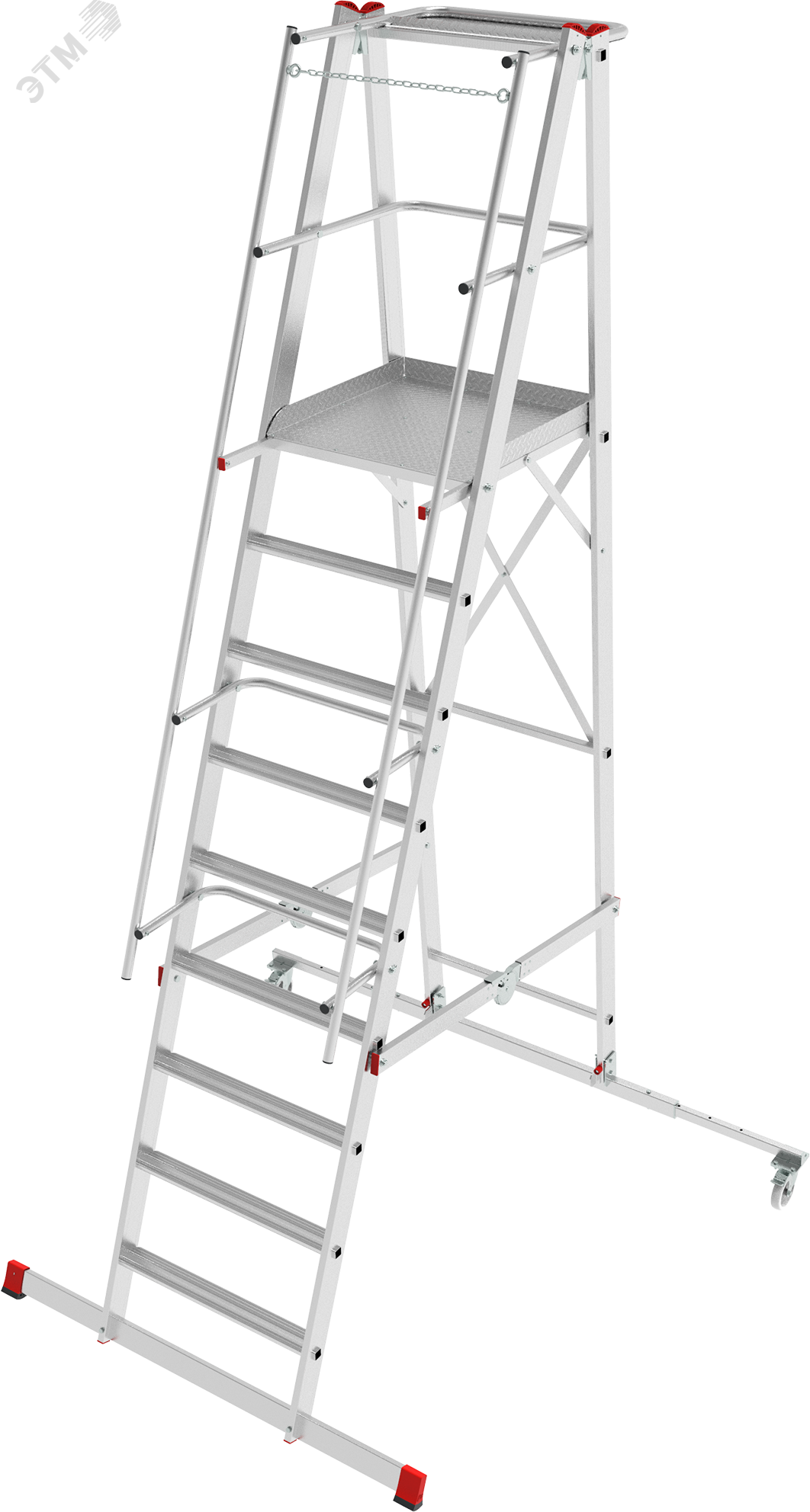Изображение товара Лестница-стремянка передвижная складная с платформой NV 5540, 1х9 ступеней (шт)