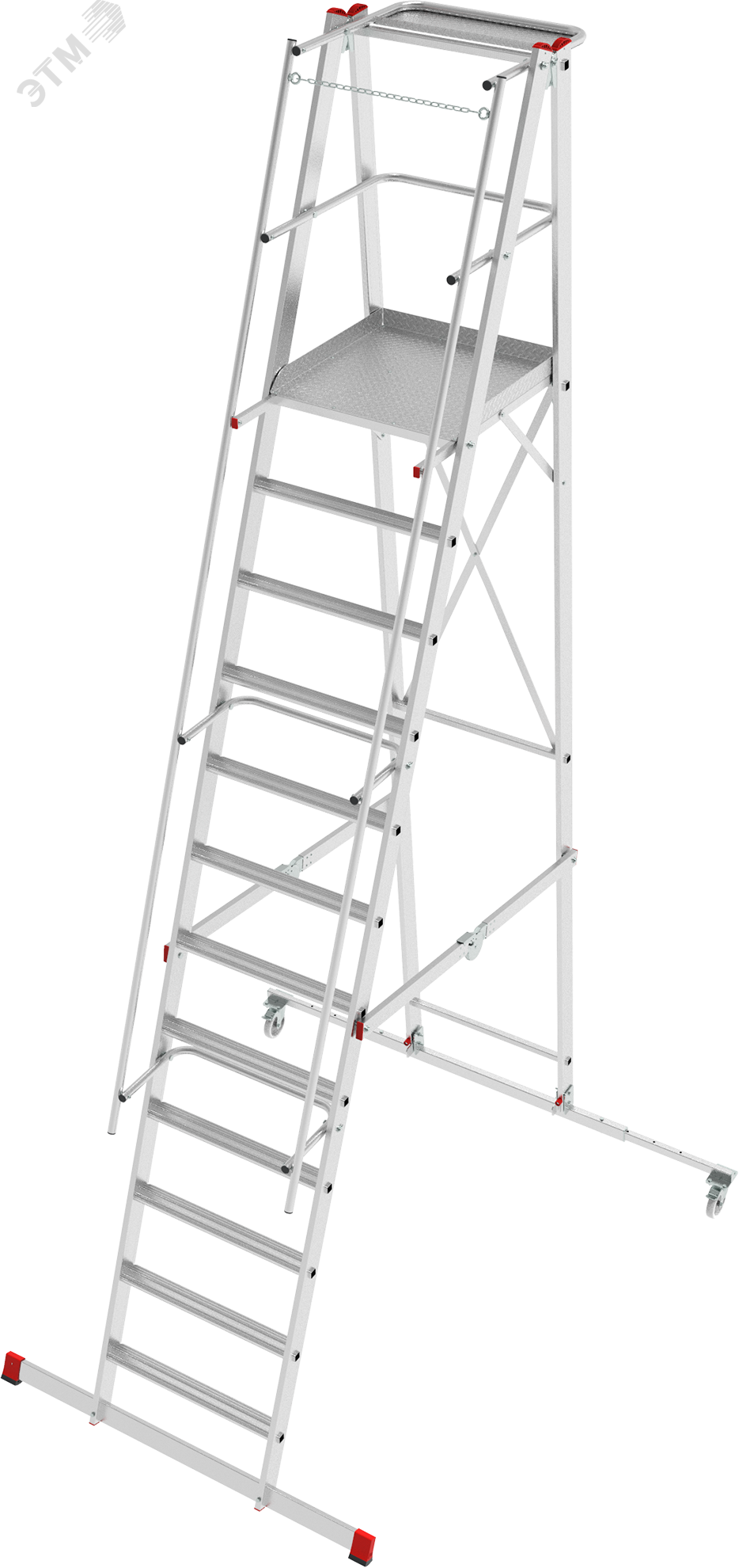 Изображение товара Лестница-стремянка передвижная складная с платформой NV 5540, 1х12 ступеней (шт)