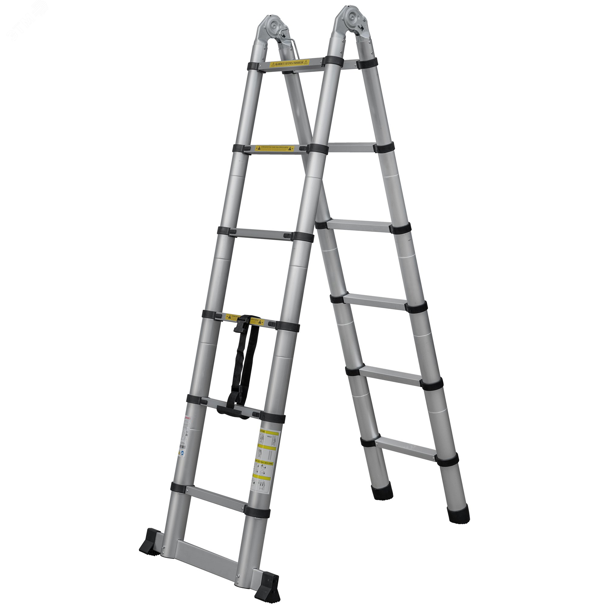 Изображение товара Лестница телескопическая шарнирная ал. двухсекционная 3,8 м 2311 ТЛ, 2х6 перекладин (шт)