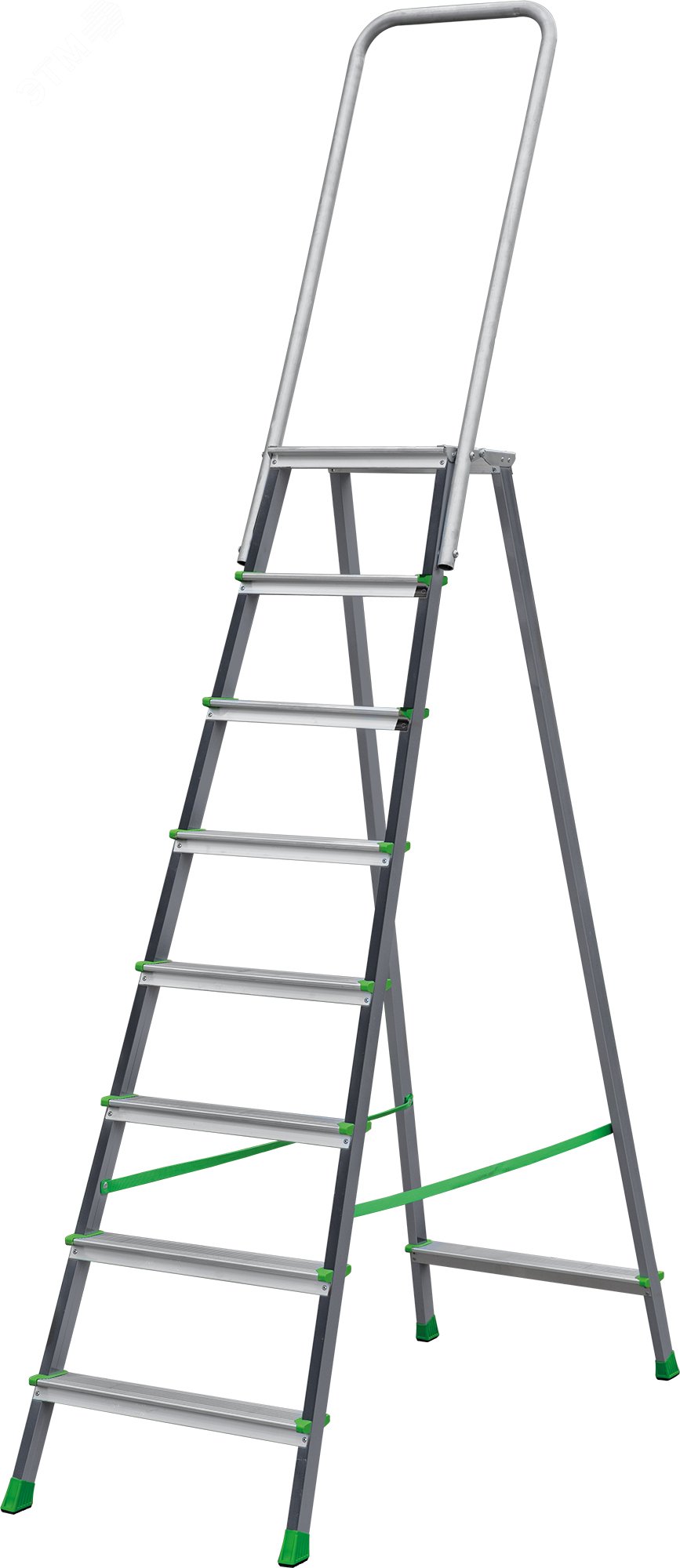 Изображение товара Стремянка стальная и алюминиевая NV 2136 8 ступеней с площадкой и дугой безопасности