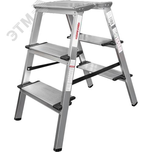 Изображение товара Стремянка алюминевая двухсторонняя NV 1127, 2х3 ступеней 130 мм, площадка 350х260 мм (шт)