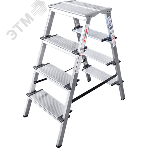 Изображение товара Стремянка алюминевая двухсторонняя NV 1127, 2х4 ступеней 130 мм, площадка 350х260 мм (шт)