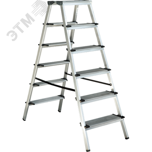 Изображение товара Стремянка алюминевая двухсторонняя NV 1127, 2х6 ступеней 130 мм, площадка 350х260 мм (шт)