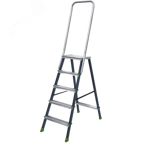 Изображение товара Стремянка стальная/алюминиевая NV 2136, 1х5 ступеней 80 мм, площадка 350х260 мм, дуга безопасности 800 мм (шт)