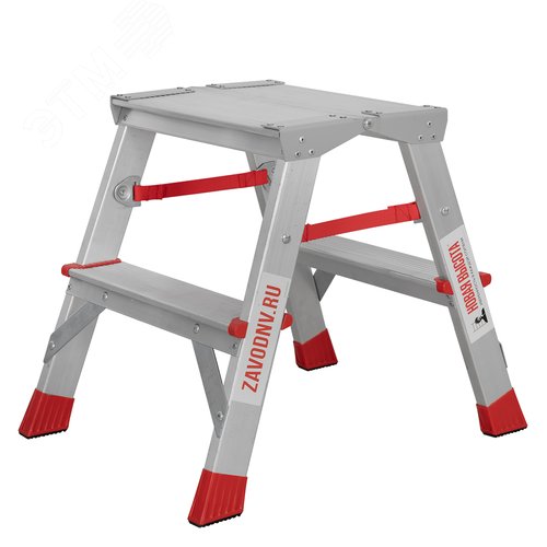 Изображение товара Стремянка алюминиевая двухсторонняя NV 3127, 2х2 ступеней 130 мм, площадка 350х260 мм (шт)