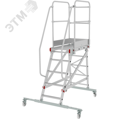 Изображение товара Лестница-подмости передвижная односторонняя с платформой NV 5510, 1х5 ступеней,телескопическая траверса (шт)