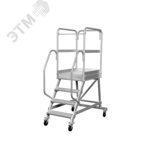 Изображение товара Лестница-подмости передвижная односторонняя с платформой NV 5511, 1х4 ступеней 200 мм, траверса (шт)