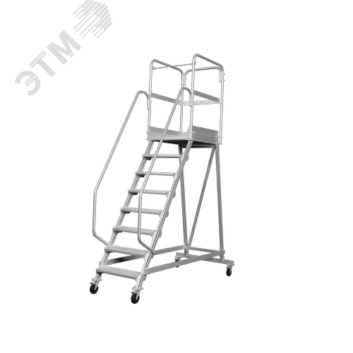 Изображение товара Лестница-подмости передвижная односторонняя с платформой NV 5511, 1х8 ступеней 200 мм, траверса (шт)