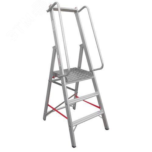 Изображение товара Стремянка алюминиевая NV 5170, 1х3 развальцованных ступеней 80 мм, площадка 400х400 мм, поручни (шт)