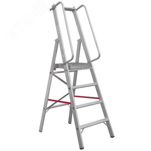 Изображение товара Стремянка алюминиевая NV 5170, 1х4 развальцованных ступеней 80 мм, площадка 400х400 мм, поручни (шт)