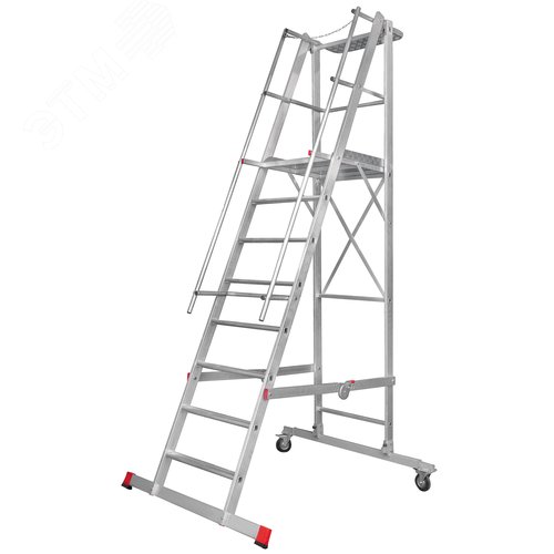 Изображение товара Лестница-стремянка передвижная складная с платформой NV 5540, 1х8 ступеней (шт)