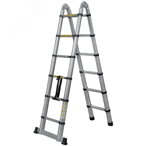 Изображение товара Лестница телескопическая шарнирная ал. двухсекционная 3,8 м 2311 ТЛ, 2х6 перекладин (шт)