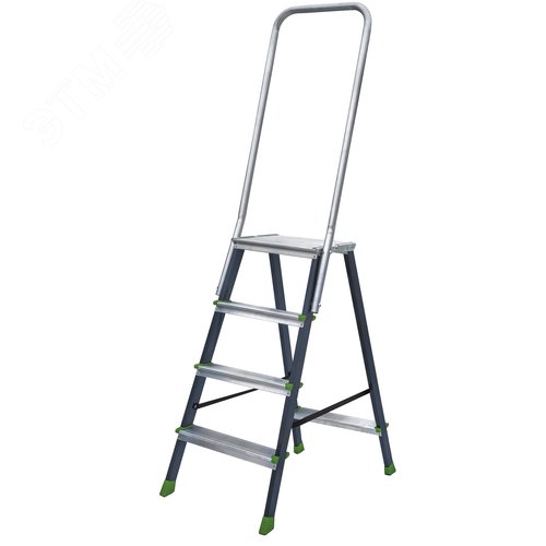 Изображение товара Стремянка стальная/алюминиевая NV 2136, 1х4 ступеней 80 мм, площадка 350х260 мм, дуга безопасности 800 мм (шт)