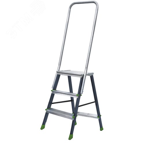 Изображение товара Стремянка стальная/алюминиевая NV 2136, 1х3 ступеней 80 мм, площадка 350х260 мм, дуга безопасности 800 мм (шт)