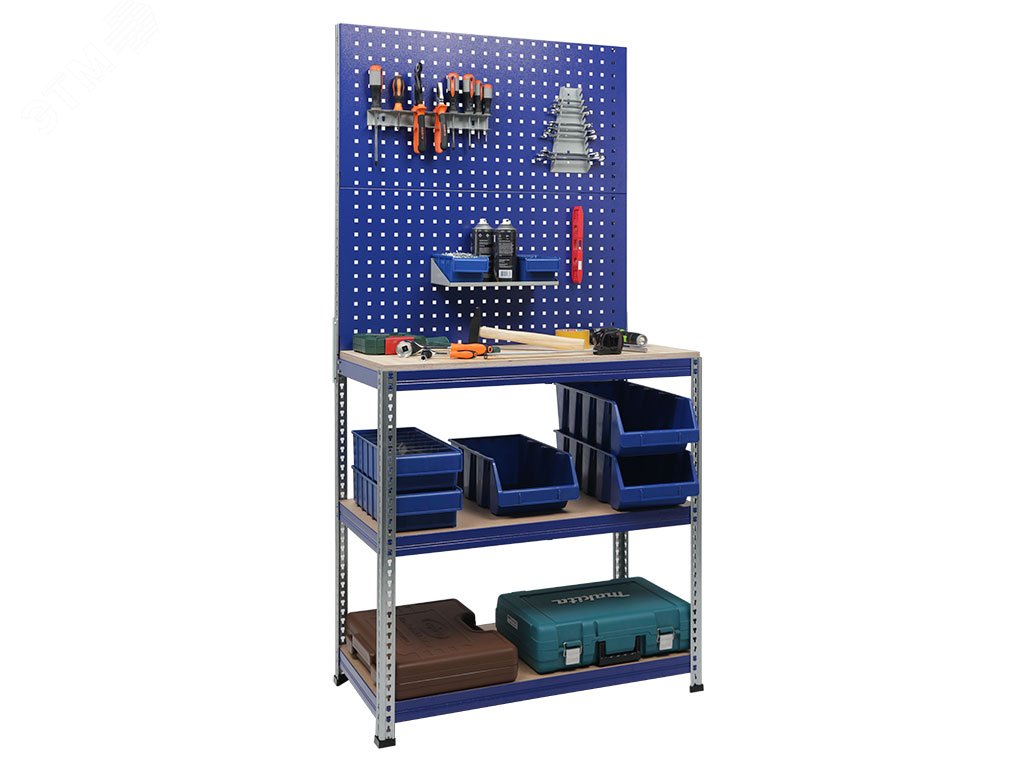 Изображение товара Верстак Garage Set 3 металлический промышленный с тремя полками 450х915 мм