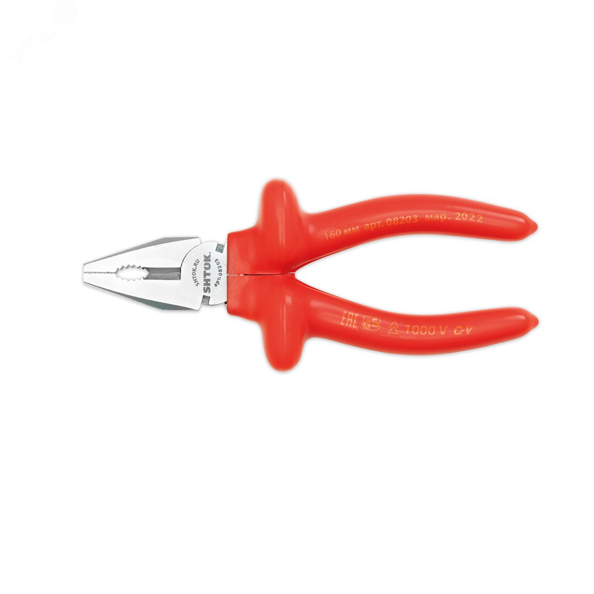 Изображение товара Диэлектрические пассатижи 1000В 160 мм SHTOK модель 08203 - безопасный профессиональный инструмент