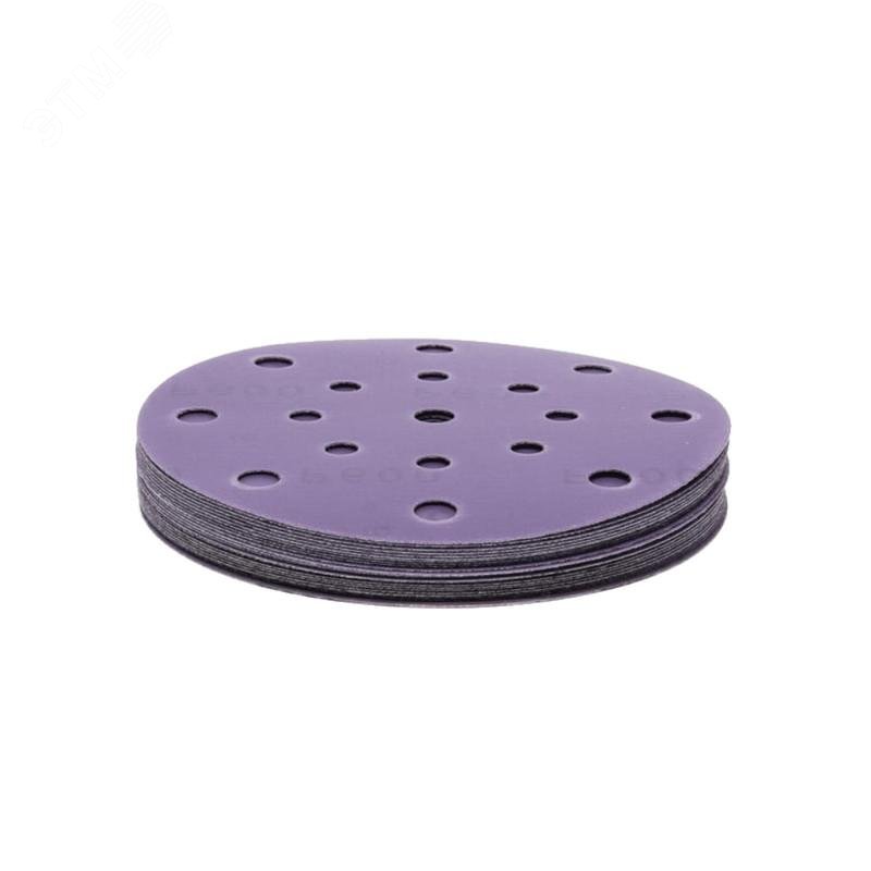 Изображение товара Круг абразивный шлифовальный Purple Sandpaper auto R600 150мм 17 отверстий