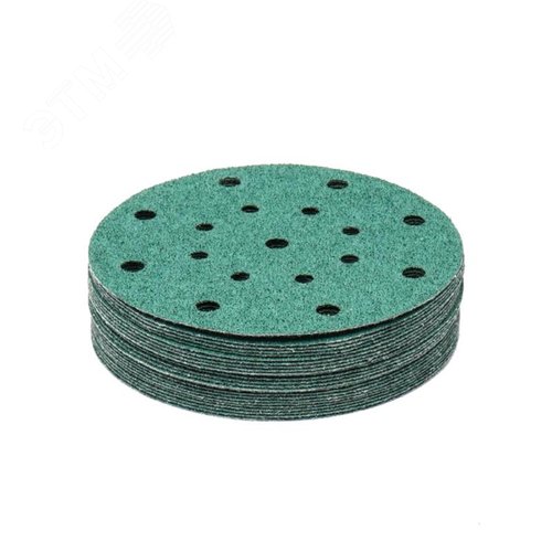 Изображение товара Круг абразивный шлифовальный под липучку Polyester Film Sandpaper Р40 (150мм, 17 отверстий, 25шт) (упак)