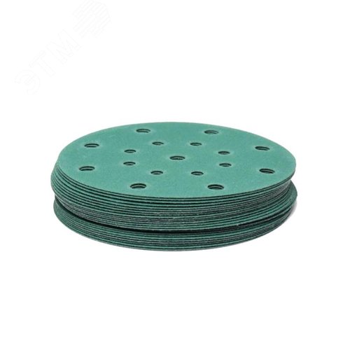 Изображение товара Круг абразивный шлифовальный под липучку Polyester Film Sandpaper Р180 (150мм, 17 отверстий, 25шт) (упак)