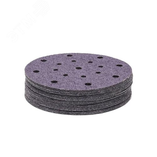 Изображение товара Круг абразивный шлифовальный под липучку Purple Sandpaper auto Р40 (150мм, 17 отверстий, 25шт) (упак)
