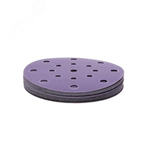 Изображение товара Круг абразивный шлифовальный под липучку Purple Sandpaper auto Р600 (150мм, 17 отверстий, 25шт) (упак)