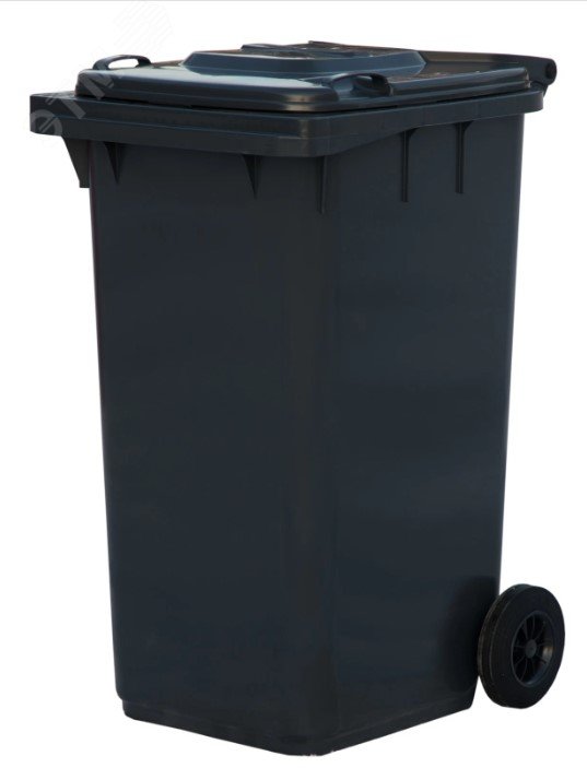 Изображение товара Мусорный контейнер 240л из полиэтилена серый усиленный с колесами