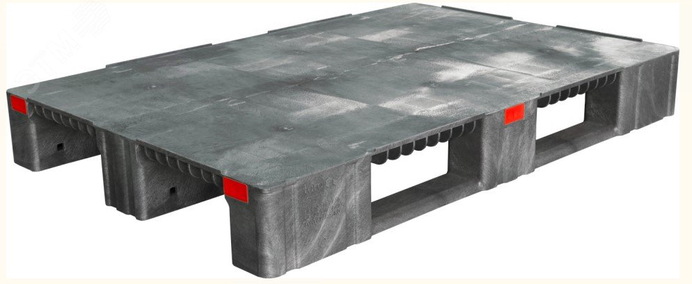 Изображение товара Пластиковый паллет 1200х800х150 мм усиленный на 3 полозьях серый