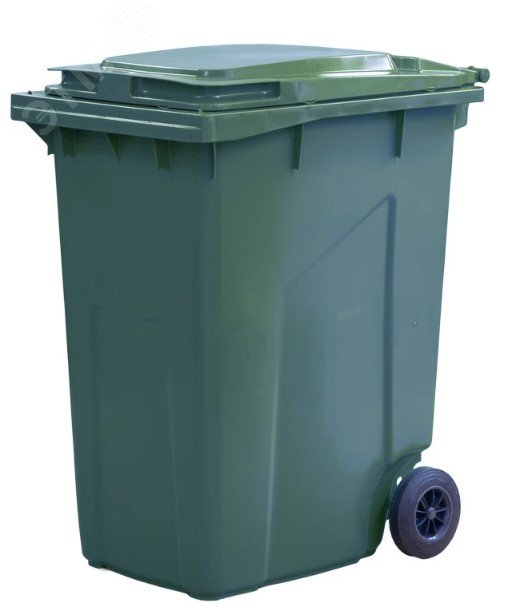Изображение товара Мусорный контейнер 360 литров из полиэтилена зеленый для улицы и дома