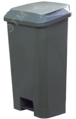 Изображение товара Мусорный контейнер 80 литров полимерный с педалью и пакетодержателем, зеленый