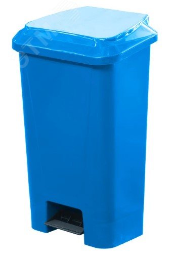 Изображение товара Мусорный контейнер объемом 60 литров с педалью и пакетодержателем голубой