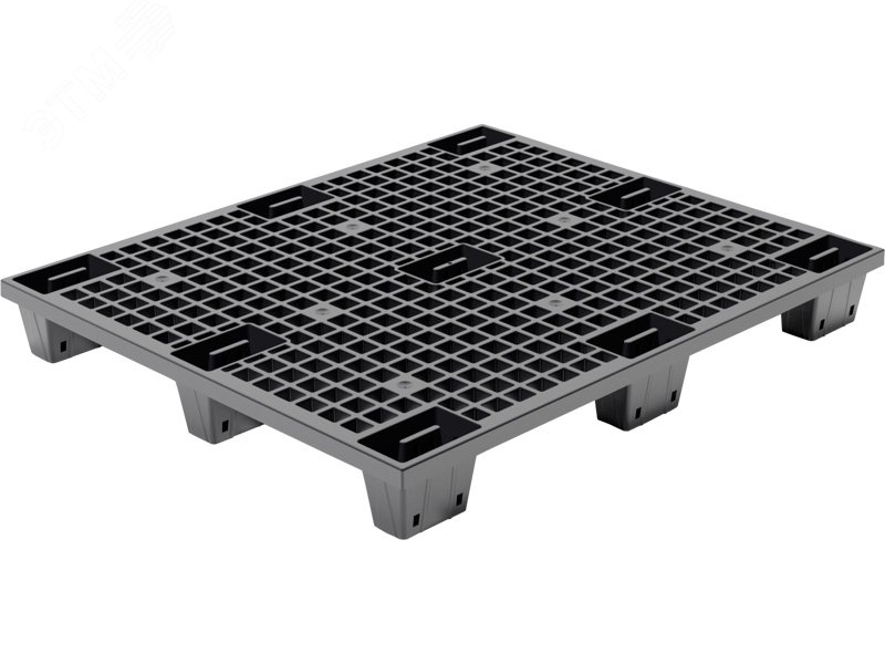 Изображение товара Пластиковый перфорированный паллет 1200х1000х140 на ножках серый