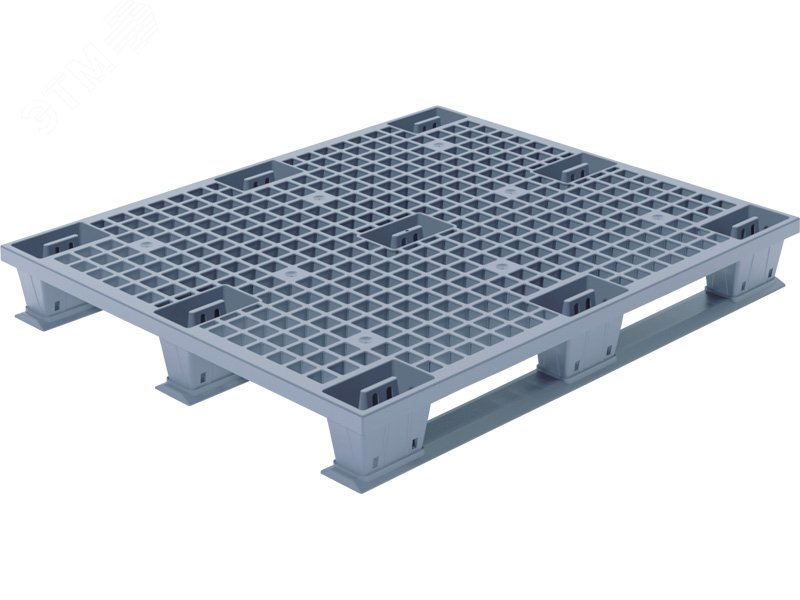 Изображение товара Пластиковый паллет 1200х1000х150 перфорированный на полозьях серый