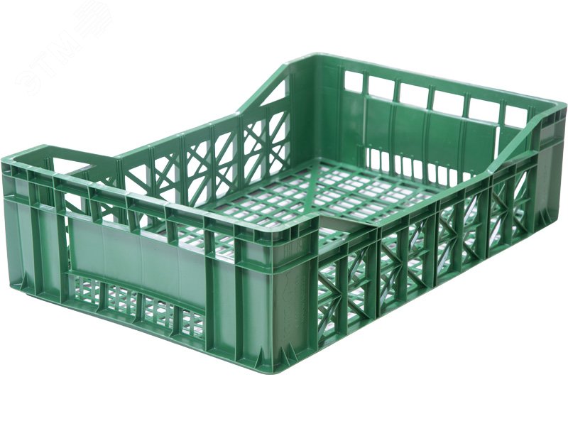 Изображение товара Ящик полимерный перфорированный 600х400х165 мм, зеленый - для хранения и транспортировки овощей и ф